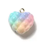 Rainbow Color Opaque Resin Waffle Beads Pendants