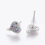 Brass Cubic Zirconia Stud Earrings