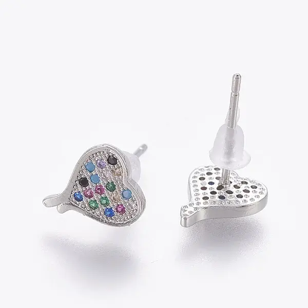 Brass Cubic Zirconia Stud Earrings