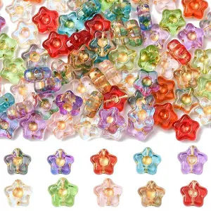 80Pcs 10 Colors Electroplate and Golden Metal Enlaced Glass Beads