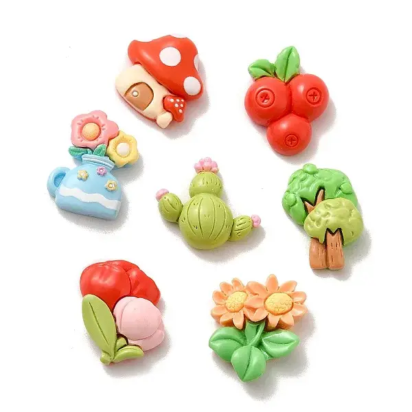 Flower/Mushrooom/Cactus Spring Garden Opaque Resin Decoden Cabochons