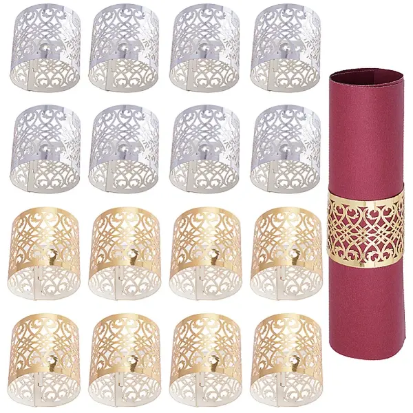 50Pcs 2 Style Metallic Paper Napkin Rings