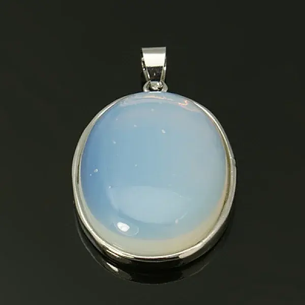 Synthetic Opalite Pendants with Alloy Finding Settings