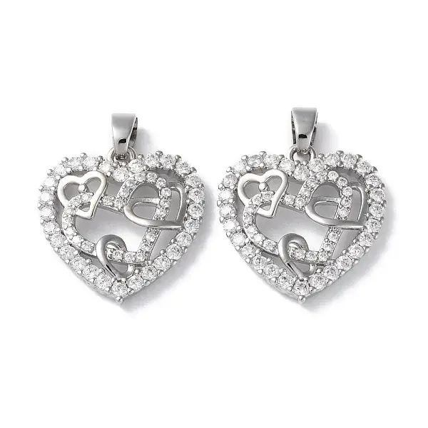 Rack Plating Brass Micro Pave Cubic Zirconia Pendants