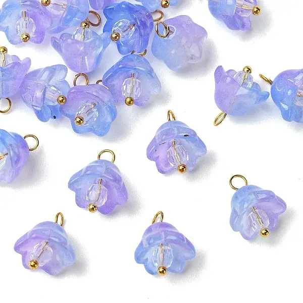20Pcs Glass & Acrylic Flower Pendants