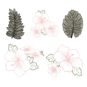 5Pcs Organza Flower & Leaf