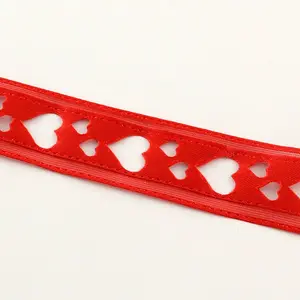 Heart Pattern Single Face Satin Ribbon