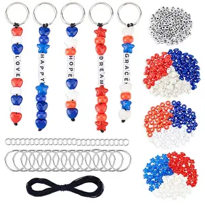 Independence Day DIY Acrylic Heart & Star Beads Keychain Making Kits