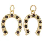 8Pcs Brass Micro Pave Black Cubic Zirconia Pendants