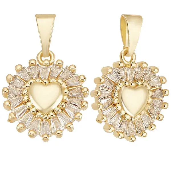 6Pcs Brass Micro Pave Clear Cubic Zirconia Pendants