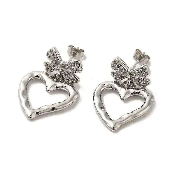 Brass Micro Pave Cubic Zirconia Dangle Stud Earrings