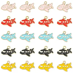 25Pcs 5 Colors Alloy Enamel Pendants