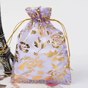 Rose Printed Organza Bags