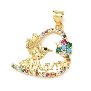 Mother's Day Charms Brass Micro Pave Colorful Cubic Zirconia Pendants