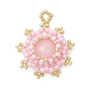 Dyed Natural Malaysia Jade with Glass Seed Beaded Pendants