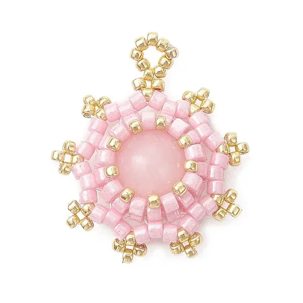 Dyed Natural Malaysia Jade with Glass Seed Beaded Pendants