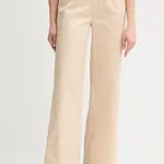 Kalhoty Guess AURORA dámské, béžová barva, high waist, W5GB13 WH5M2
