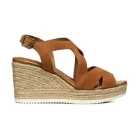 Semišové espadrilky Geox D PONZA hnědá barva, na klínku, D35GVC 00021 C6001