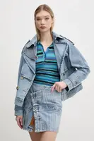 Džínový trenčkot Desigual ONTARIO modrá barva, oversize, 25SWED57