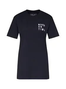 Merchcode Tričko 'Never On Time'  čierna / biela
