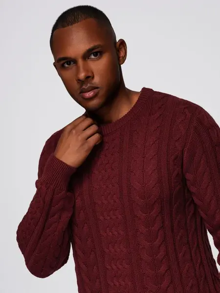 Ombre Elegant men's sweater with interesting weave - maroon