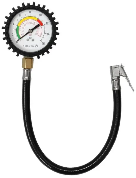 MDtools Pneuměřič analogový, 0 - 10 bar, hadička 310 mm