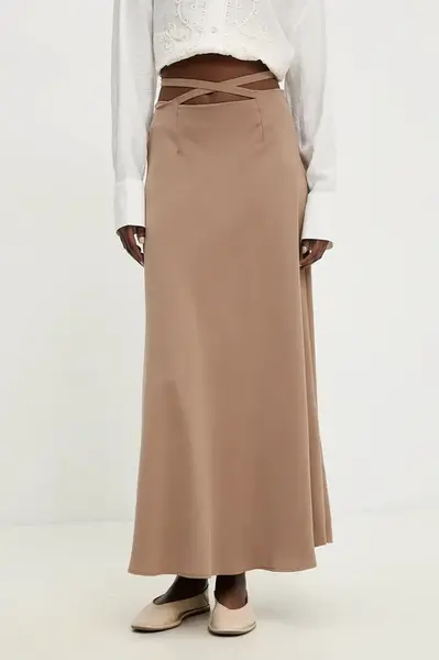 Sukně Answear.LAB béžová barva, maxi, áčková