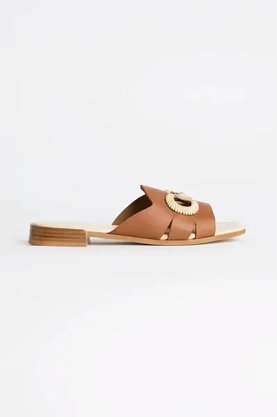 Kožené pantofle Karl Lagerfeld PETALO BROOCH SLIDE