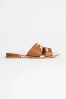 Kožené pantofle Karl Lagerfeld PETALO dámské, hnědá barva, KL80772