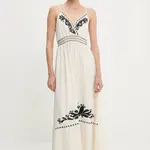 Lněné šaty Answear.LAB černá barva, maxi