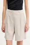 Kraťasy Abercrombie & Fitch dámské, béžová barva, high waist, KI149-5182