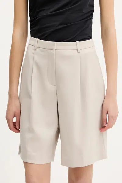 Kraťasy Abercrombie & Fitch dámské, béžová barva, high waist, KI149-5182