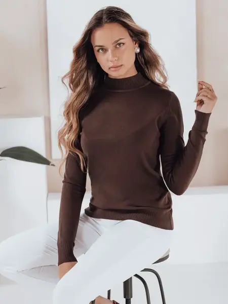 Damski sweter półgolf TARLENA brązowy Dstreet