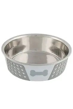 Miska nerez se silikonovým pláštěm bílošedá 1,4l 21cm Trixie