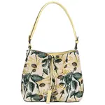 Květinová dámská koženková kabelka Elena, žluto-béžová