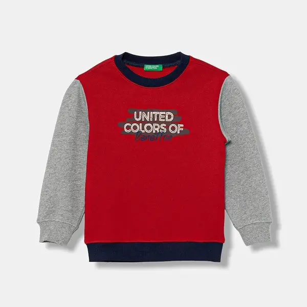 Dětská bavlněná mikina United Colors of Benetton červená barva, s potiskem, 3J70G10JY