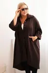 Kesi Włoski Dámský plášť Plus Size Punto s bavlnou a knoflíky hnědá