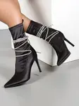 Resti Women's stiletto ankle boots with rhinestone straps Glamese