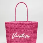 Marisse Pink Woven Bag With Inscription