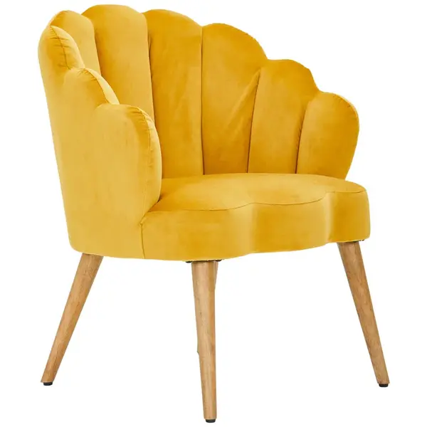 MID.YOU KŘESLO, dřevo, textil, žlutá, ecru