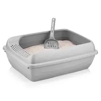 Zoobeedoo kočičí toaleta s lopatkou a filtračním okrajem Šedá - 37,5 x 49,5 x 17,5 cm