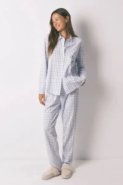Bavlněné pyžamo women'secret dámské, modrá barva, bavlněné, 3132156