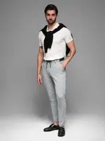 Ombre Men's knitted pants with elastic waistband - light grey