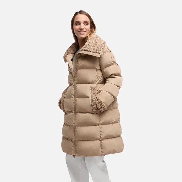 Beige Women's Quilted Jacket Geox Vilde - Women's