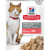 Hill's Science Plan Young Adult Sterilised krmivo pro kočky s lososem - kapsičky 12 x 85 g.