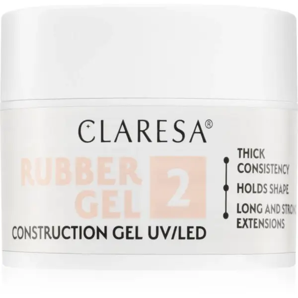 Claresa Rubber Gel Construction Gel UV/LED gelový lak pro prodloužení nehtů odstín 02 45 g