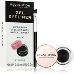 Revolution Gel Eyeliner Pot gelové oční linky se štětečkem odstín Black 3 g