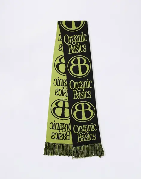 Organic Basics Soft Knit Jacquard Scarf Matcha Green