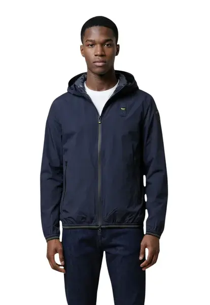 Blauer pánska bunda s kapucňou