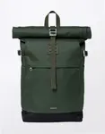 Batoh Sandqvist Icon Rolltop Backpack M Green with dark brown leather